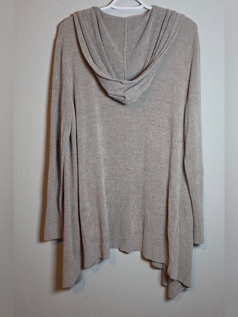 Barefoot Dreams CozyChic Hooded Seashore Cardigan Size L Oyster Neutral Duster - Picture 4 of 9